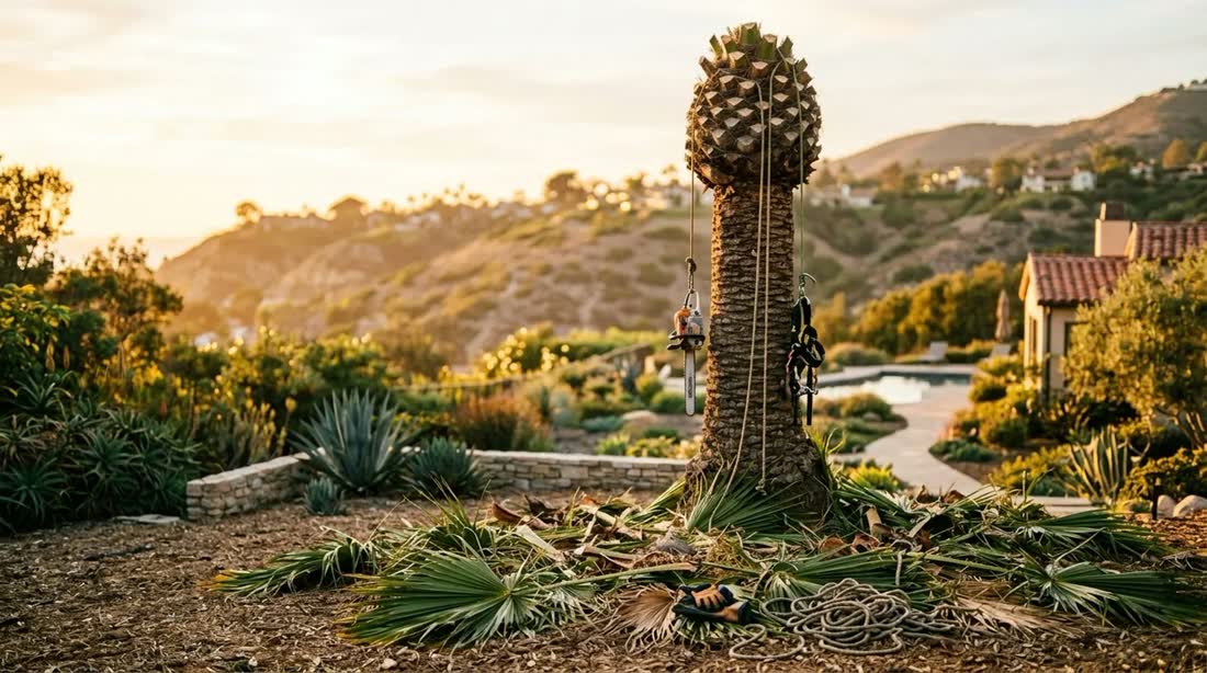 Palm tree care: skinning, frond removal, full-service maintenance